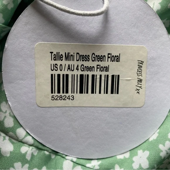 Princess Polly - Tallie Mini Dress Green Floral - size 0 - Picture 7 of 7